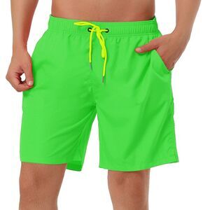 Solid Beach Shorts Drawstring Surfing Mesh Lining Swimwear Board Shorts Green